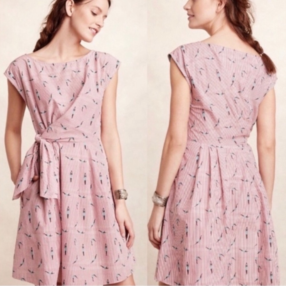 Maeve VGUC adorable seersucker dress adorned with swimmers.
